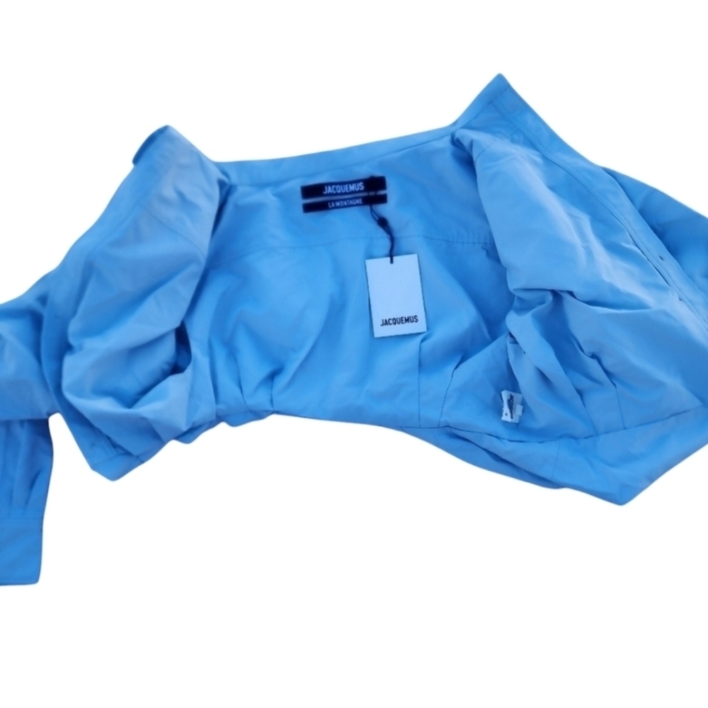 Jacquemus La Chemise Mejean cropped front button collared shirt size 34 - Picture 3 of 12